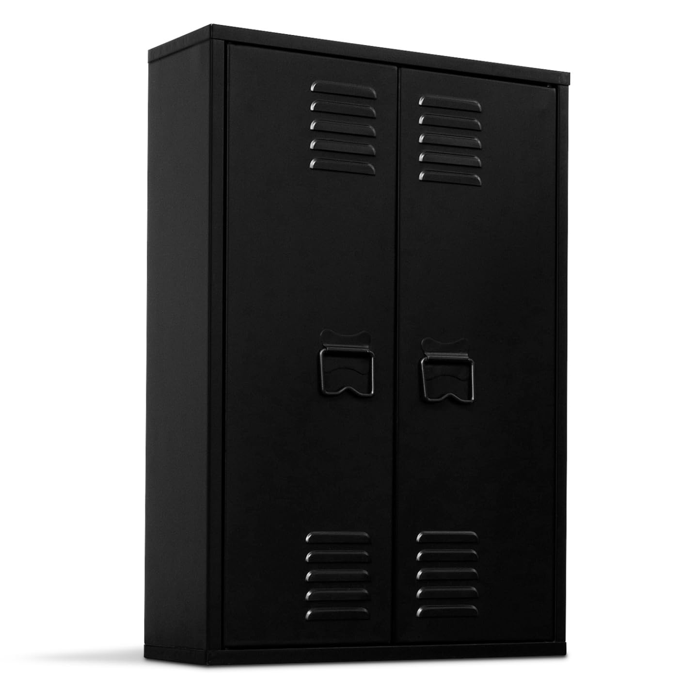 IDMarket - Armario colgante Ester 2 puertas metal negro diseño industrial