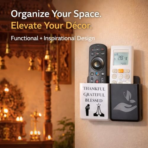 Image of Rainbow Dots Dual Color Remote Holder for Wall - | Universal AC, TV, DTH,Fire TV Stick Remote Organizer | No Drill 3M Mount | ABS Plastic | Made in India (Greatful)