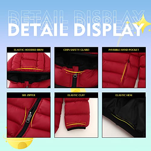 Ggleaf Boys' Hooded Lightweight Water Resistant Puffer Jacket Winter Coat Red And Black 14-16 #TOP4