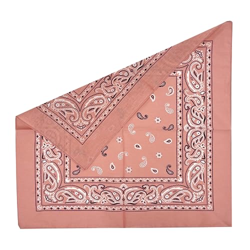 Junvena Cotton Bandanas 12 packs 22"X 22" Double Sides Printed Unisex Kerchief(Dark Pink)