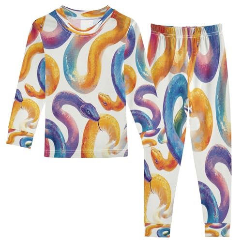 Pajama Sets Long Sleeve Colorful Cute Snake Soft Comfy Sleepwear 2 Piece PJS 3-8T