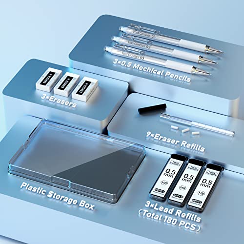 Four Candies Mechanical Pencil Set With Case - 3Pcs 0.5Mm Clear Mechanical Pencils Cute Mechanical Pencil Set, 6Pcs Pastel Mechanical Pencils 0.5Mm & 0.7Mm #TOP1