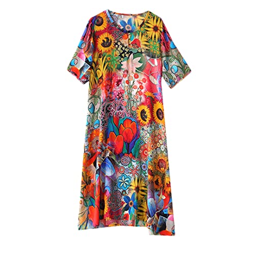Robe en soie florale de qualité 3 A. fluide et élégante Hdhdeueh en XXXL