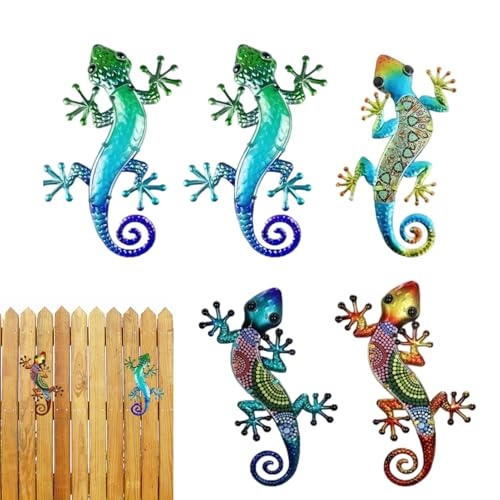 Wanddekorationen Gecko für den Außenbereich – Eidechsenskulpturen aus Acryl für Garten – bunte Tierfiguren UV-beständig für Dekoration von Garten, Terrasse, Hof, Hof