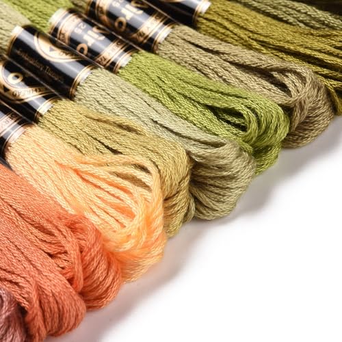 Image of FASHEWELRY 105 Yards Crewel Cross Stitch Floss for Jewelry Making, 1mm Polyester Embroidery Floss Thread Embroidery Thread Bulk for Bracelet Knitting Stitch Supply (Autumn Color)