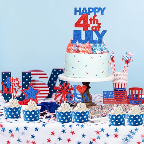 Wootkey25pcshappy4thofjulyglitteramericanflagcaketopperpatrioticcupcaketopperspicksfourthofjulyredbluecakedecorationsforusaindependencedaypartysupplies Urban Country Home Decor Wootkey 25pcs happy 4th of july glitter american flag cake topper patriotic cupcake toppers picks fourth of july red blue cake decorations for usa independence day party supplies urban country home decor
