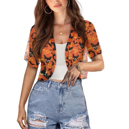 Image of Womens Short Sleeve Bolero Shrug Open Front Knit Cropped Cardigan Shoulder Cover for Dress Cute Casual Knit Cover Up