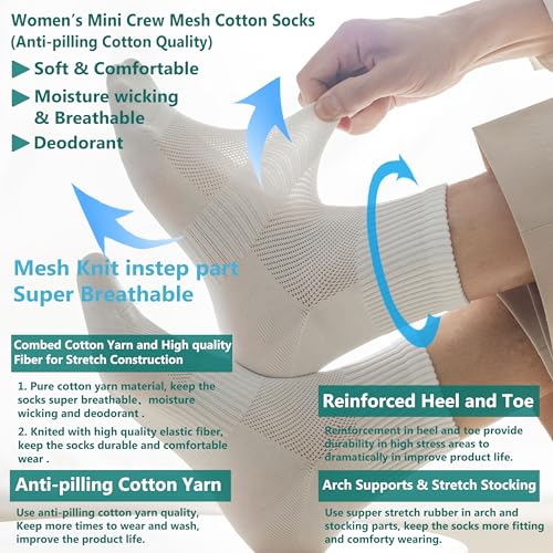Image of MAGIARTE Womens Mini Crew Ankle Socks Athletic Casual Cotton Socks for Women
