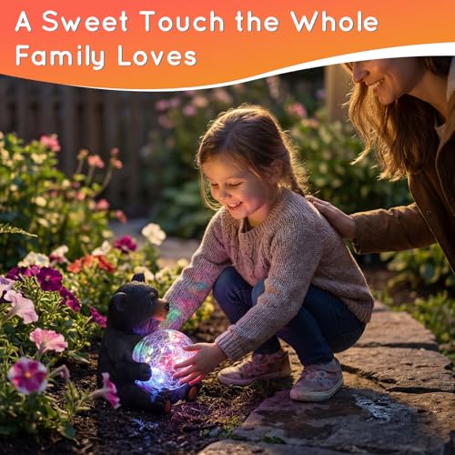 Solar Bear Garden Statue with Glowing Orb - Use Code OXRDRBDM