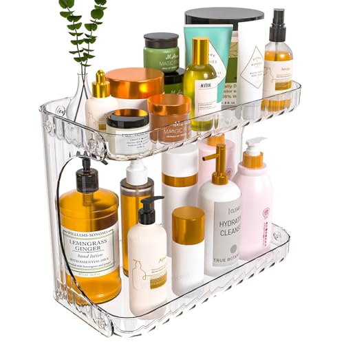 Wotendy Organizer per il Piano di Lavoro del Bagno, 2 Livelli Organizzatore di Trucchi da Banco, Organizzatore di Cosmetici in Acrilico, Organizer per Bagno, Cucina, Comò