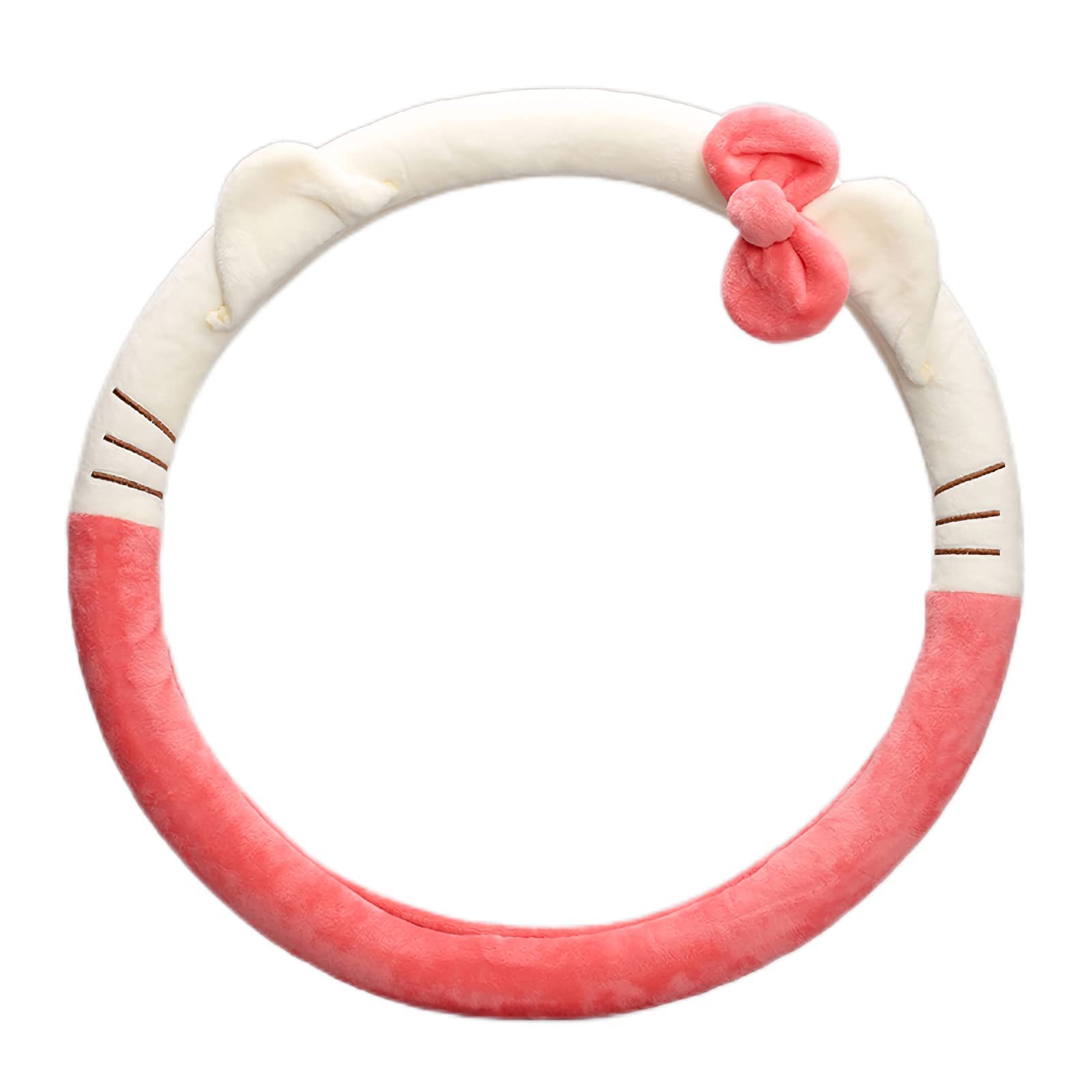 Cute Car Steering Wheel Cover, Universal Fit 15 Inch Soft Comfortable Plush Anti Slip & Odor Free Car Wheel Protector for Women Girls Pink