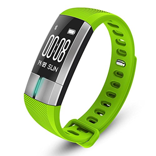 L@YC Smart Bracelet Hand Ring Health Movement Bluetooth Fitness Tracker Monitoring Heart Rate and Blood Pressure Electrocardiogram with Android and iOS Phone, Green