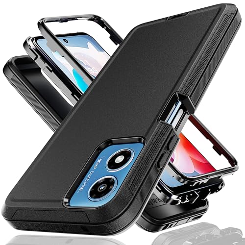 Coque Moto G Play 2024 Coque de protection robuste 3 en 1 antichoc en caoutchouc Noir