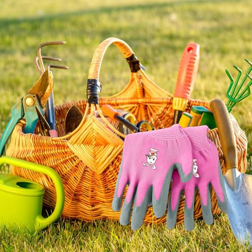 Image of HASTHIP 3Pairs Kids Gardening Rubber Gloves, Ages 5-9, Outdoor Play