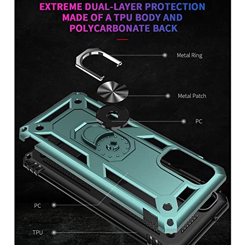 Yiakeng for Samsung Galaxy S20 FE Case, Military Grade Protective Case with Ring Stand, HD Screen Protector, Dark Green - image 4
