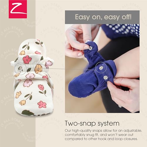Zutano Unisex Organic Cotton Baby Booties With Gripper Soles, Wildflowers, 24M - image 3