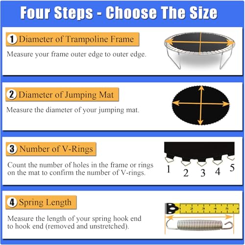 XATAMIO Trampoline Mat,Fits 8FT Frame,with 48 V-Rings and Spring Tool,Replacement Jumping Mat, Reinforce, UV-Resistant, Not Include Spring