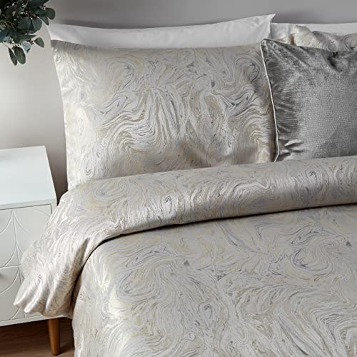 Paoletti Marble Jacquard Duvet Cover Set – Swirling Pattern Bedding (Marble - King) - Image 2
