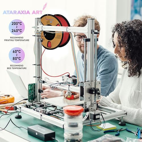 Image of ATARAXIA ART PETG Filament 1.75mm, 3D Printer Filament, 1Kg /2.2lb Tidy Winding Spool, Dimensional Accuracy ±0.02mm, Include Filament Storage Bags, Fit Most FDM 3D Printer, Pantone Match, PETG Gray