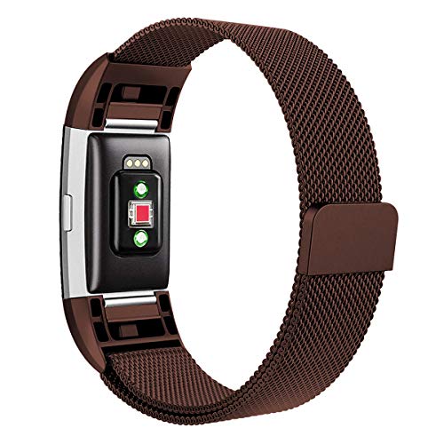 Twaxl Fitbit Charge 2�o���h�ƌ݊����̂�������p�o���h�ACharge2�X�}�[�g�E�H�b�`�t�B�b�g�l�X���X�g�o���h�p�̃��j�[�N�ȃ}�O�l�b�g���b�N�o���h�t�����[�v���^�������p�X�g���b�v (S,�u���E��)