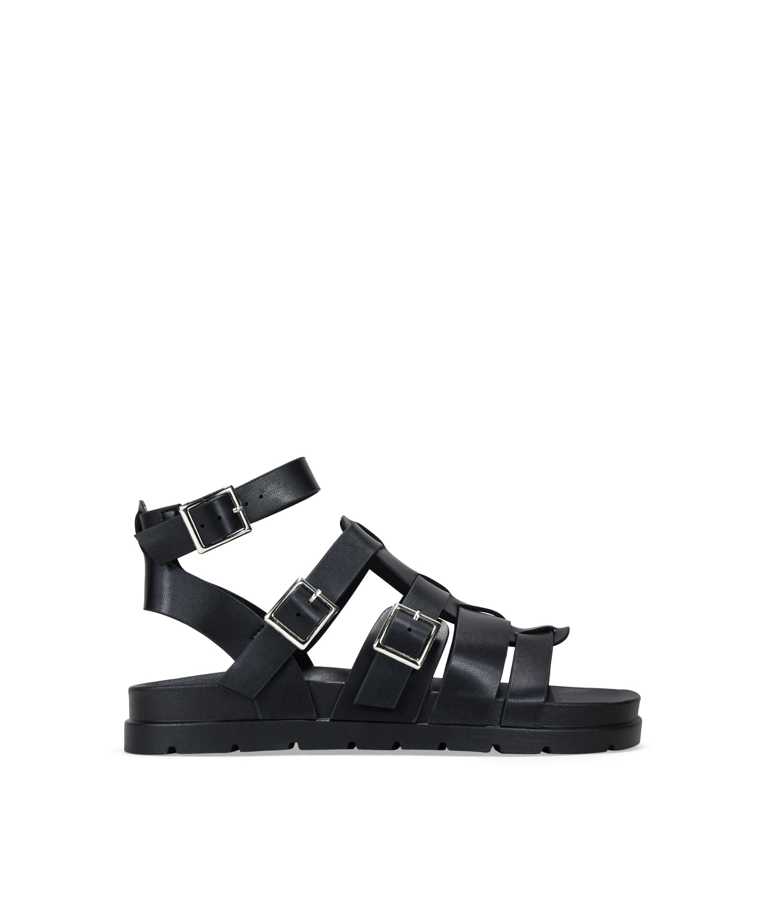 BOSANOVA Sandalias Estilo cangrejeras para Mujer confeccionadas en Color Negro con Hebillas Laterales y Suela Cuadrada. Cierre de Pulsera con Hebilla metálica. Calzado para Mujer Negro 38
