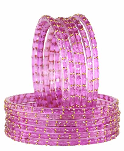 Image of LAVAZZA Raindrop Glass Bangles Set For Women & Girls with Zircon Diamond Stone & Beads | Trendy Transparent Crystal Glass Bangles | Fancy Kanch ki Chudi Set | Bangles for Wedding, Party- Set of 12