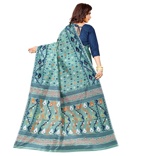 Image of Mayabi Women's Dhakai Jamdani Cotton Silk Saree Traditional Bengali Tant Korat Work, Without Blouse Piece