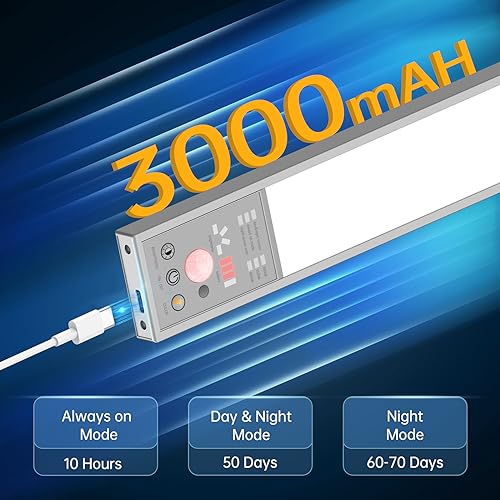 Image of Under Cabinet Light - 𝟑 𝐖𝐨𝐫𝐤𝐢𝐧𝐠 𝐌𝐨𝐝𝐞𝐬 Wireless Rechargeable LED Under Counter Light Bar, Indoor Magnetic Battery Operated Closet Lighting for Wardrobe, Closet, and Kitchen