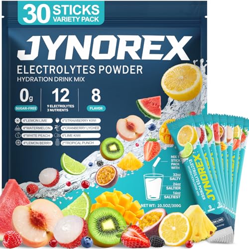 JYNOREX Electrolytes Powder Sugar-Free 30 Sticks Multi-Flavor Pack