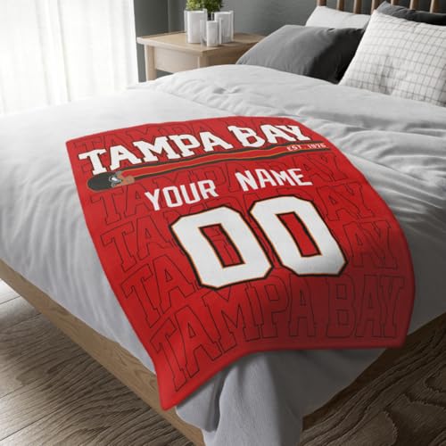 Image of ANTKING Tampa Throw Blanket for Men Women Boy Custom Name and Number Gifts