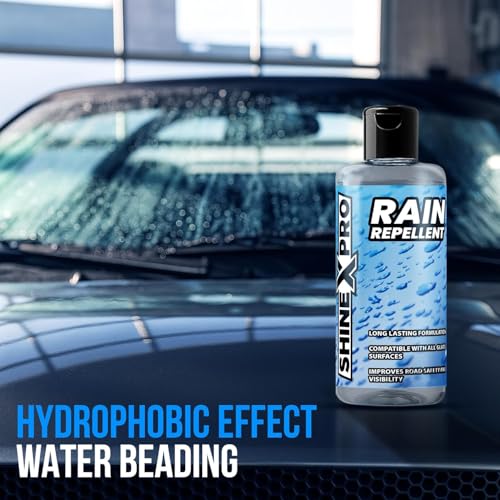 Image of ShineXPro Rain Repellent for Car - Long Lasting Hydrophobic Coating for All Glass Surfaces with ShineXPro Car Glass Water Repellent - Improve Road Visibility & Safety with Windshield Water Repellent