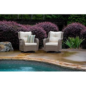 Alternative view of Tortuga Outdoor RIO-2PC-CHR-SET Rio Vista Swivel Glider Set Patio Furniture, Sandstone Wicker and Cushions