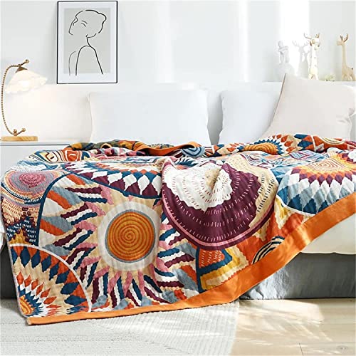 Image of MSGKV Boho Throw Blanket 50 inchx60 inch Fall Cotton Colorful World Blanket
