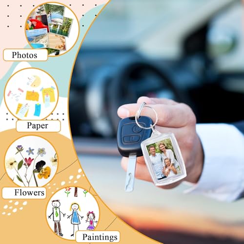 Image of BharatBazaar 10 Pcs Photo Keychain, Acrylic Photo Frame Keyring,Keychain Clear Acrylic with Split Ring,Photo Insert Keychains for Personalised Custom,Artwork,Gifts