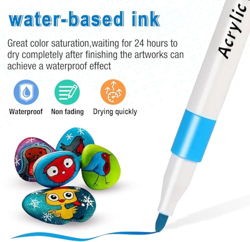Image of Wynhard Acrylic Markers Pen Paint Set 12Pc Acrylic Paint Pen Set Paint Marker Pens Paint Pens for Art Doodling Drawing Sketching Colouring & Shading