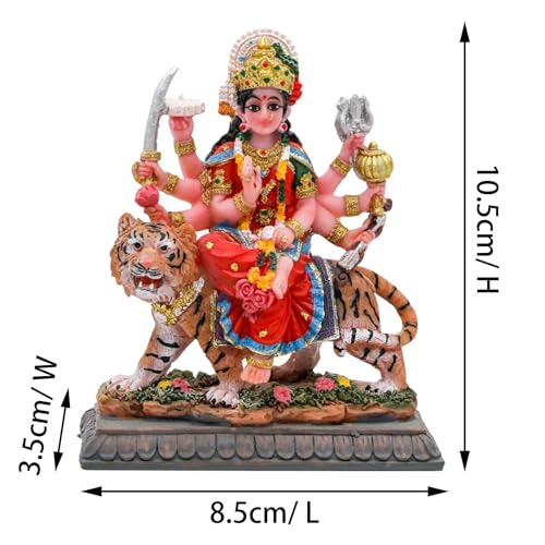 Estatua pequeña de Durga sobre Tigre para tablero de auto miniatura 4