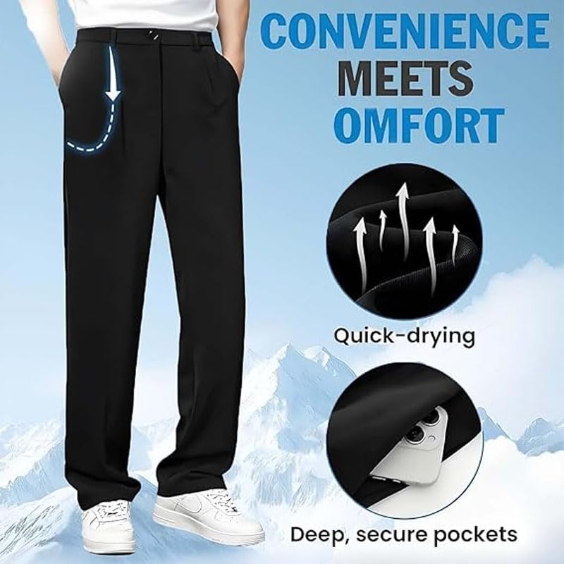 Dualego Super Stretch Ice Silk Comfort Everyday Pants, Stretch Waist Ice Silk Pants, Soft Breathable3