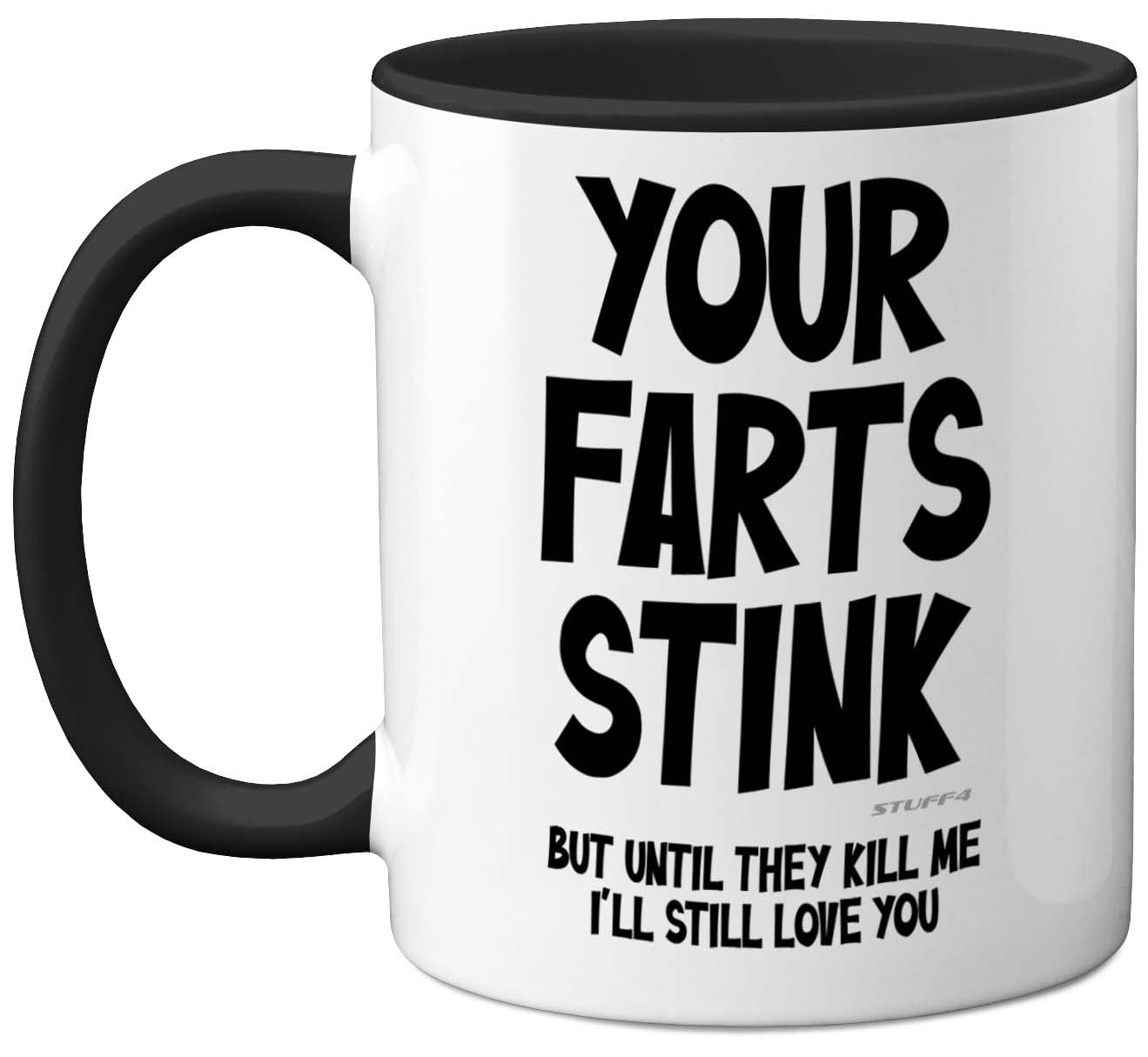 Funny Valentines Gifts for Him - Your Farts Stink Mug - Funny Mugs for Men, Birthday Gifts Boyfriend Husband Dad, Joke Novelty Present, I Love You Daughter Son Wife, 11oz Black Ceramic