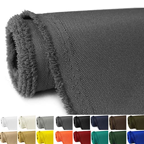 GeeComfy Waterproof Canvas Fabric by The Yard 58' W 600D Upholstery Polyester Material Indoor Outdoor Water Resistant Fabric for Chair Cushion Furniture Cover Sewing DIY Cloth, 1 Yard Gray