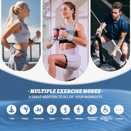 Image of BECOJADDE Ankle Weights for Women Wrist Weights Set of 2 (1 lb /2 lb Each) Adjustable Arm Leg Weight for Womens Men Suitable for Walking Swimming Running Pilates Yoga Gym