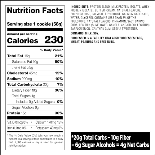 Image of Quest Nutrition Snickerdoodle Protein Cookie,15g Protein,1g Sugar,4g Net Carbs,Keto Friendly,High-Protein,Low Carb;,12 Count (Pack of 2)