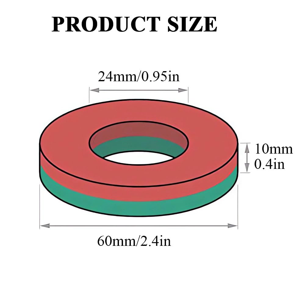 Lot de 2 anneaux magnétiques en céramique C8 Ø 60 mm x 24 mm x 10 mm Grand aimant en ferrite