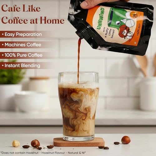 Image of Unnwind Hazelnut South Indian Liquid Brew 200ml | Chicory-Free Extract | No Added Sugar, No Preservatives | Vegan Friendly | Makes Up to 20 Cups | Rich & Nutty Flavoured Concentrate