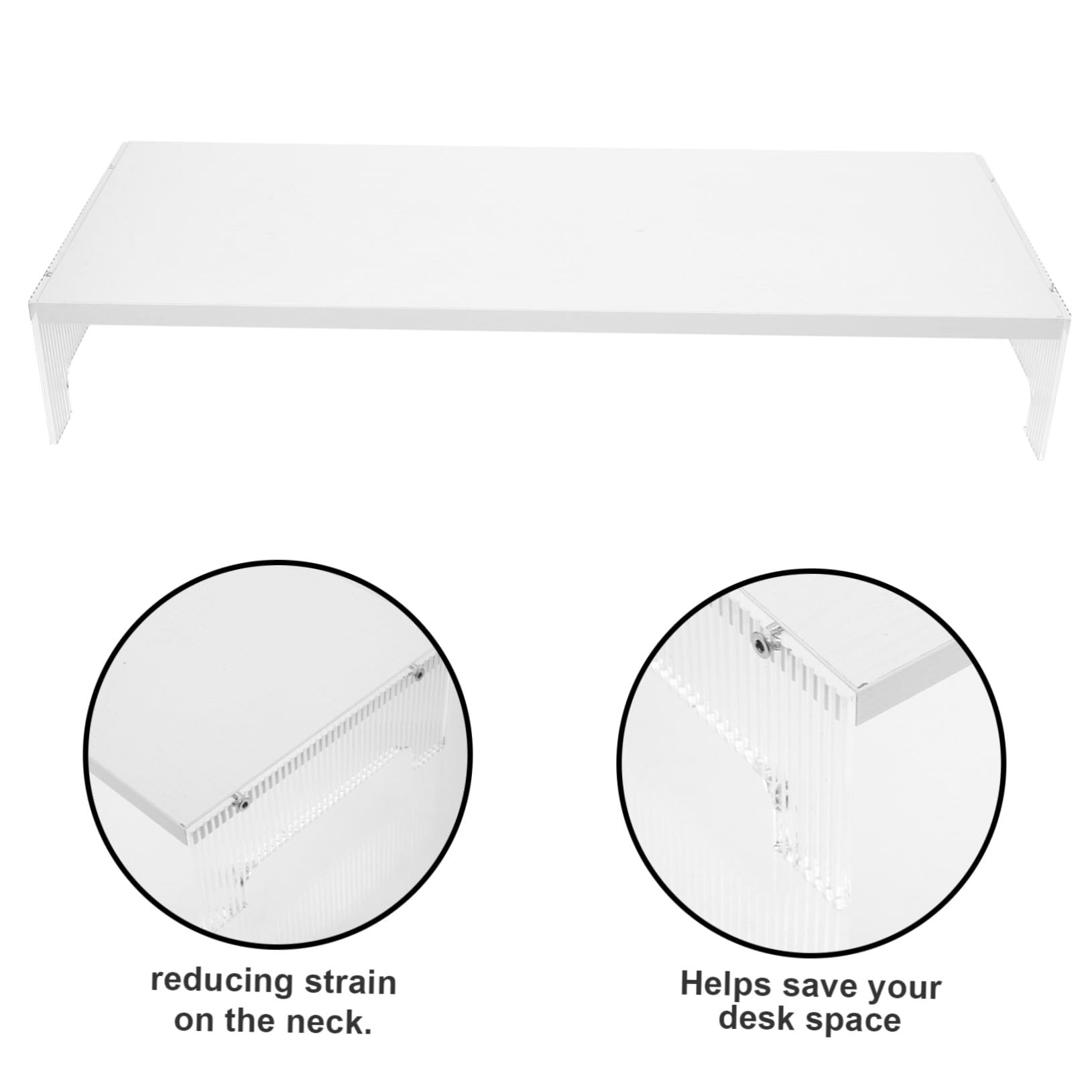 Supporto per Laptop e Monitor da Scrivania in Acrilico e Legno Bianco, Rialzo per Schermo Che Riduce la Tensione al Collo, per Casa e Ufficio