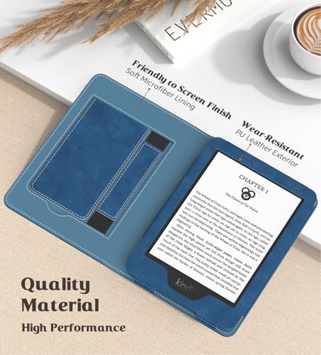 Image of MoKo Case for All-new 6 inch Kindle(11th Generation, 2024 /2022 Release) /(10th Gen,2019) /Kindle(8th Gen, 2016), Ultra Lightweight PU Shell Cover with Auto Wake /Sleep for Kindle 2024, Blue Vintage Twill