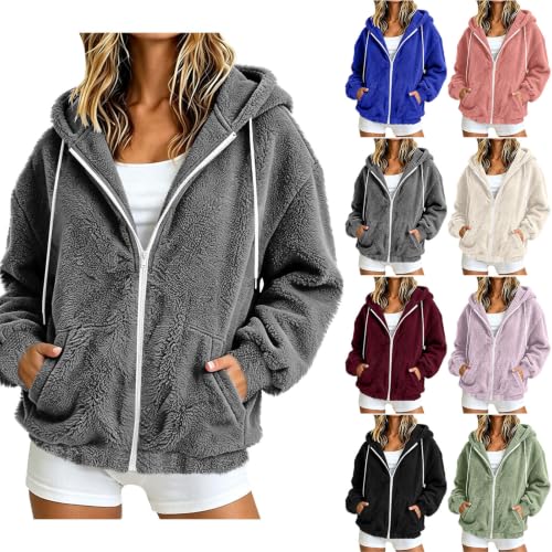 Fleece Jacket Women Zip Up Plus Size Casual Long Sleeve Cozy Warm Hoodie - image 1