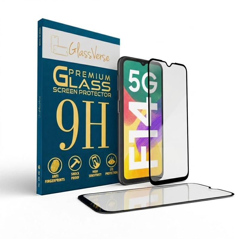 Image of GlassVerse PureView Tempered Glass for Samsung Galaxy F14 5G | Crystal Clear, 9H Hardness Screen Protector, Edge to Edge, Case Friendly, Hassle-less Installation Kit Included. (Pack of 2)