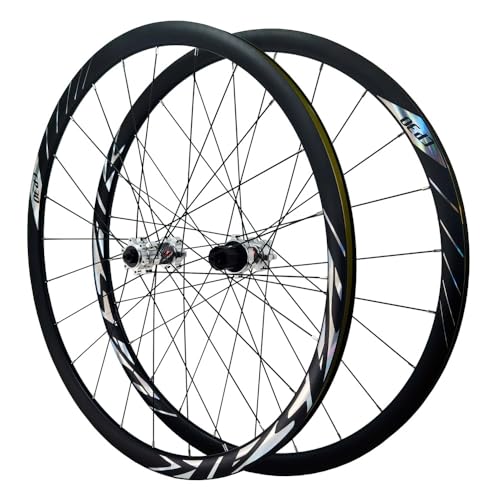 OGXN カーボンホイール ロード用リム レースグレードハブ 軽量設計 チューブレス対応 スポーク張力調整 ディスクブレーキ専用 ロードバイクアップグレード 競技大会トレーニング プロ選手 サイクリング愛好家 虹メッキ (前輪15*100後輪12*142,