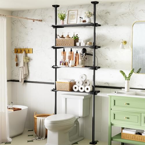 Bonpally Over The Toilet Storage Shelf, 4-Tier Adjustable Bathroom Organizer, No Drill Tension...