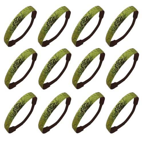 Kenz Laurenz 12 Pack Glitter Headbands - Elastic Stretch Sparkly Fashion Headband for Teens Girls Women Softball Volleyball Basketball Sports Teams Set Hair Accessories Store (Lime)